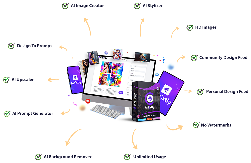 Artistly AI software design promotional illustration