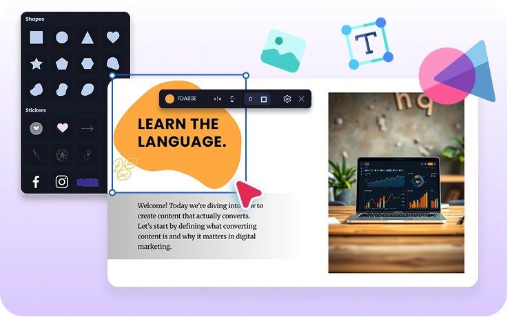 AI Video Builder drag-and-drop editing promotional graphic