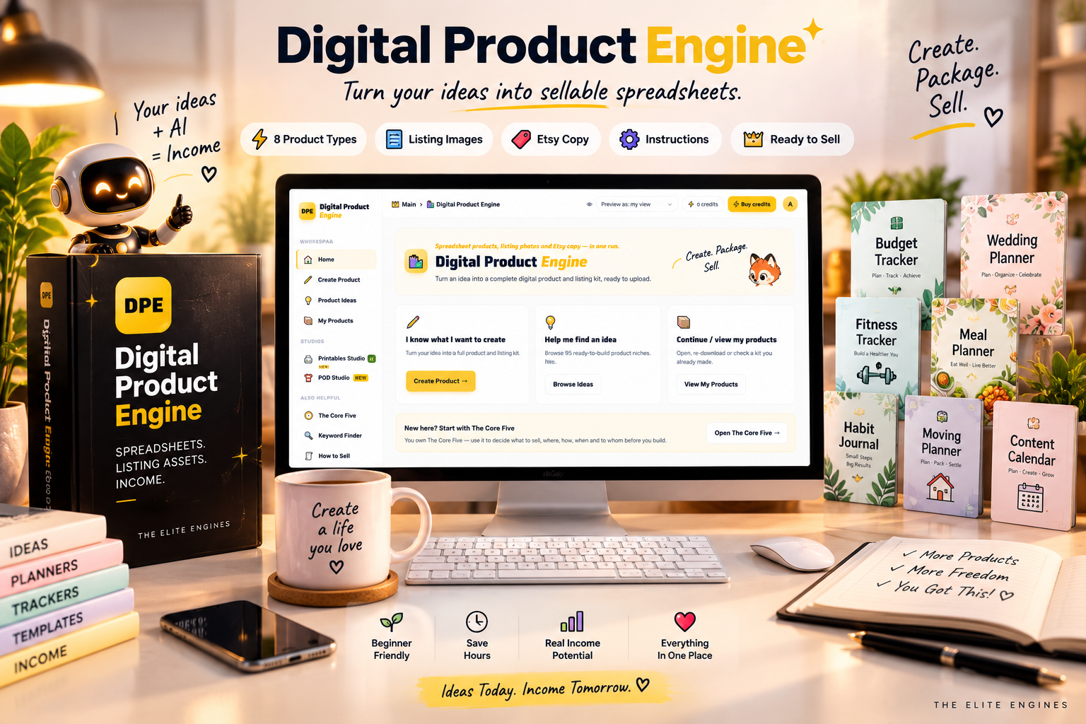 Digital Product Engine review 2026 official DPE Starter Etsy listing software graphic