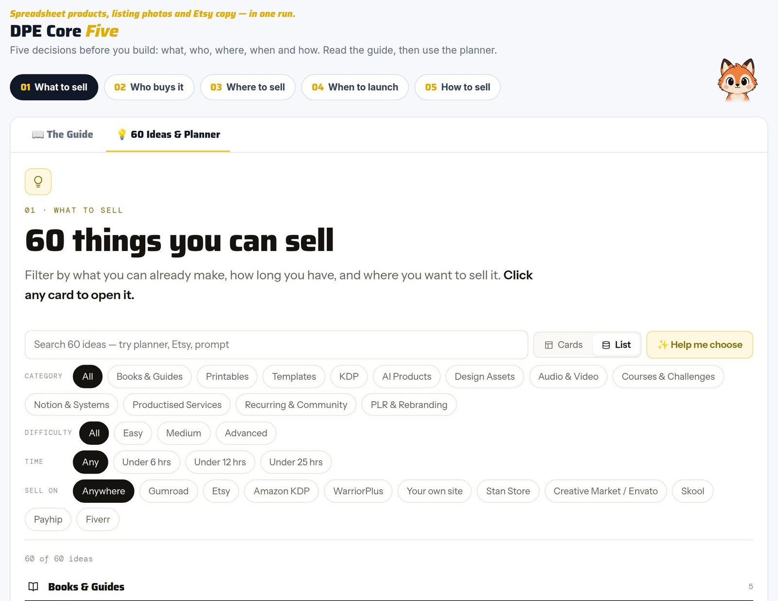 Digital Product Engine 60 digital product ideas planner official dashboard sample