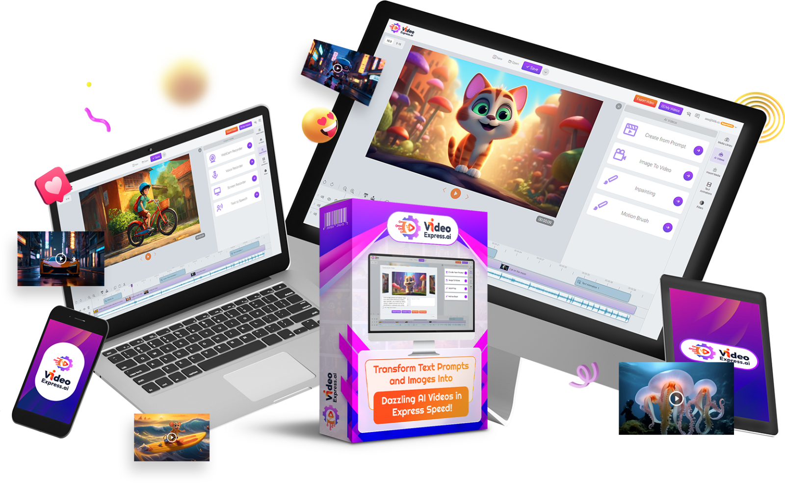 VideoExpress promotional illustration of educational video concepts