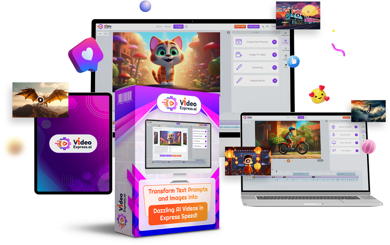 VideoExpress promotional illustration for AI social video workflows