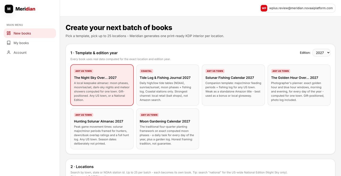 Meridian official browser dashboard and locality claim workflow