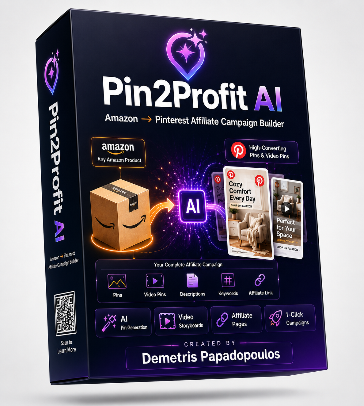 Pin2Profit AI official WarriorPlus product artwork for Amazon Pinterest affiliate campaign software