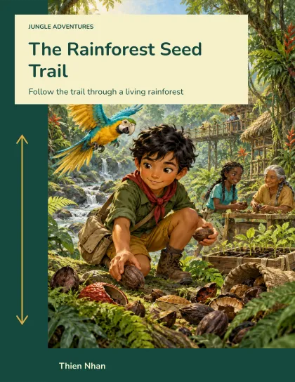QuestBook AI illustrated jungle adventure world example cover
