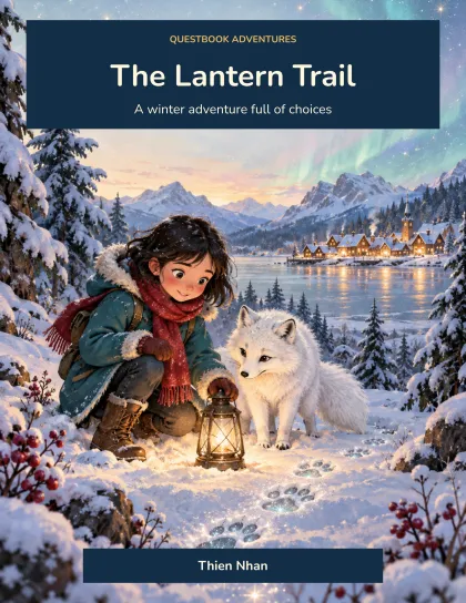 QuestBook AI official winter lantern adventure book cover example