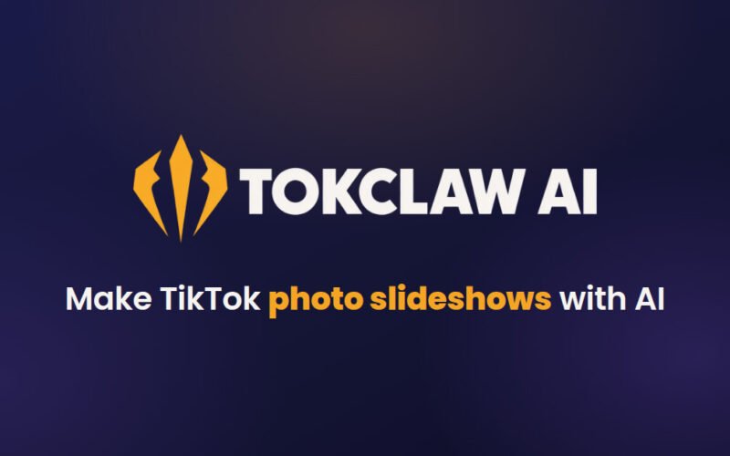 TokClaw AI official brand artwork illustrating TikTok photo-slideshow creation