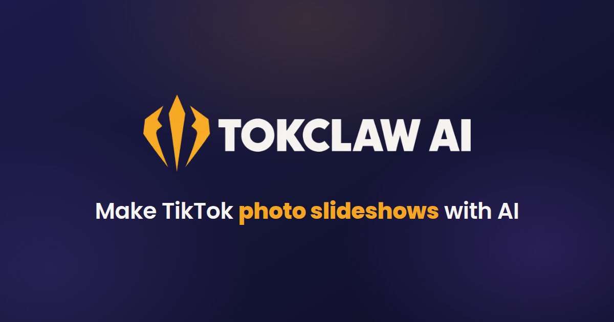 TokClaw AI official creative artwork for its photo-slideshow posting workflow